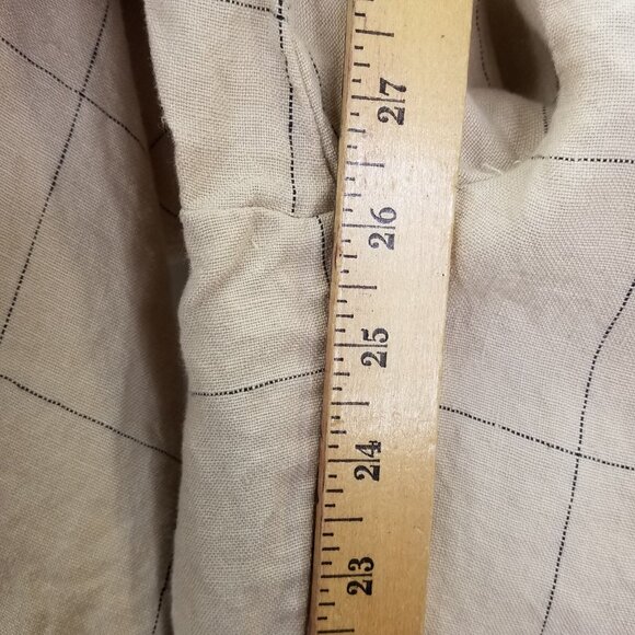 Madewell Pants Women's Sz 6 Windowpane Plaid Linen Pleated Wide-Leg Crop Beige - Picture 14 of 16